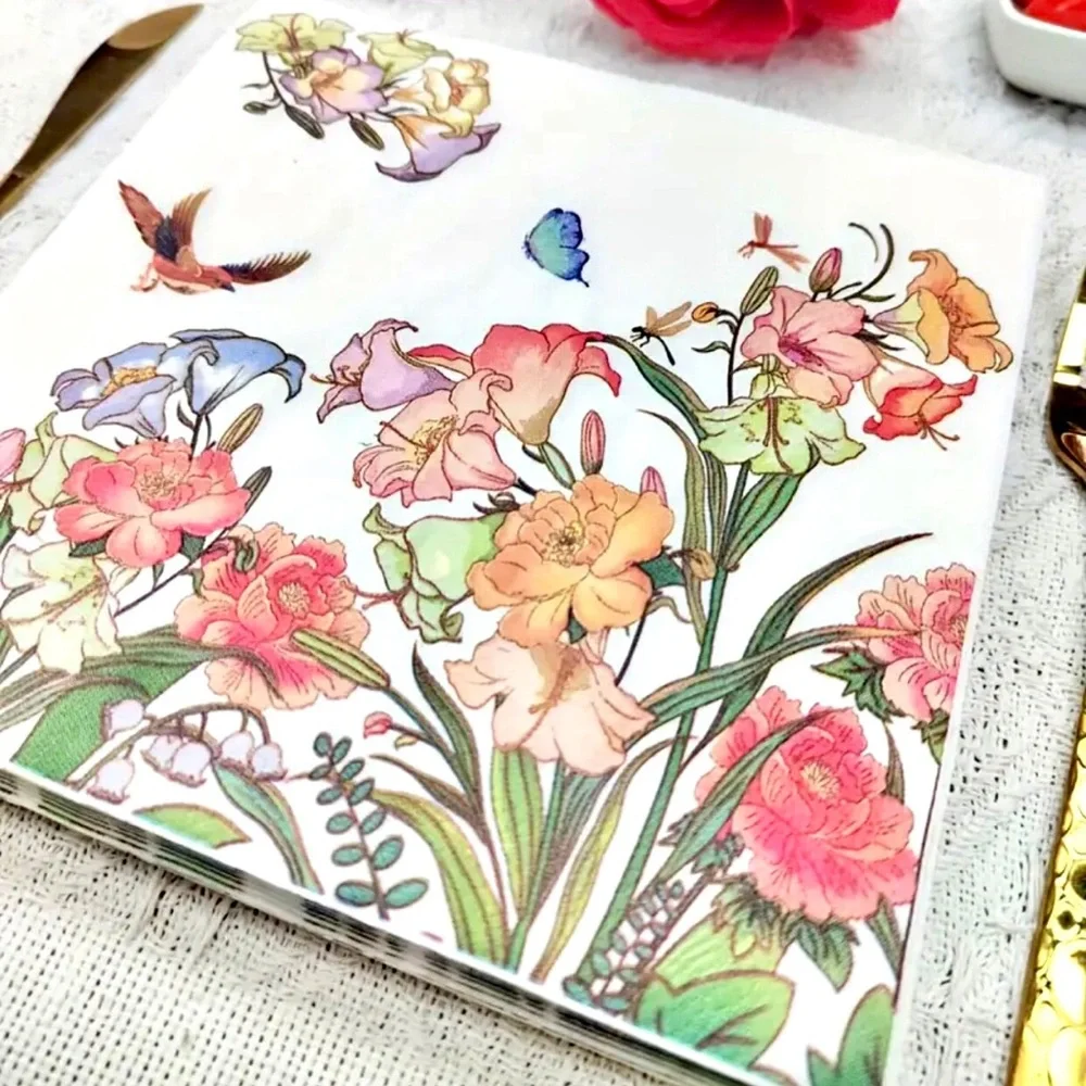 Floral and Butterfly Pastel Luncheon Napkins, 20 ct
